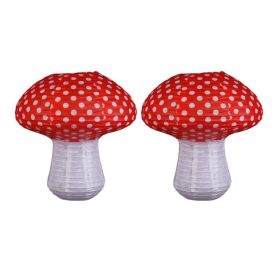 8 Inches 2 Pcs Chinese Style Paper Lantern Mushroom Decorative Hanging Lanterns for Garden Party Decoration - Default