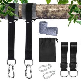 Tree Swing Hanging Straps Strong Hammock Chair Belts Kit - Black