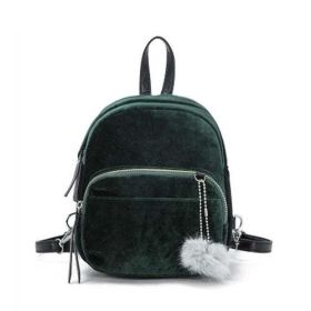 Fashion Backpack Women Mini Fur Ball School Bags - 1