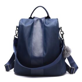 Premium Leather Waterproof 3 Way Anti Theft Women's Backpack - Blue - Oxford cloth