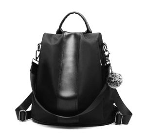 Premium Leather Waterproof 3 Way Anti Theft Women's Backpack - Black - Oxford cloth