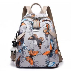 Anti-thief Feather Print Women Backpack Waterproof Travel Casual Schoolbag - The butterfly