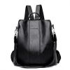 Ladies Anti-theft Soft Leather Backpack Women Vintage Shoulder Bag High Capacity Bag - Black