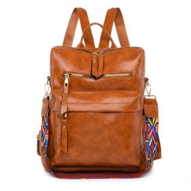 New Women Backpacks High Quality Leather Backpack Fashion School Bags Ladies Bagpack Designer Large Capacity Travel Backpacks - Brown
