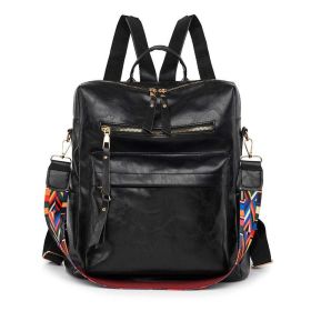 New Women Backpacks High Quality Leather Backpack Fashion School Bags Ladies Bagpack Designer Large Capacity Travel Backpacks - Black