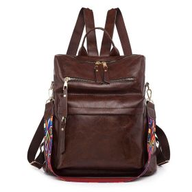 New Women Backpacks High Quality Leather Backpack Fashion School Bags Ladies Bagpack Designer Large Capacity Travel Backpacks - Coffee