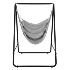 Hanging Padded Hammock Chair with Stand and Heavy Duty Steel - Gray