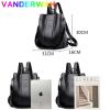 Ladies Anti-theft Soft Leather Backpack Women Vintage Shoulder Bag High Capacity Bag - Black