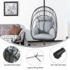 Hanging Folding Egg Chair with Stand Soft Cushion Pillow Swing Hammock - Gray