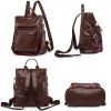 New Women Backpacks High Quality Leather Backpack Fashion School Bags Ladies Bagpack Designer Large Capacity Travel Backpacks - Brown