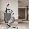 Hanging Folding Egg Chair with Stand Soft Cushion Pillow Swing Hammock - Gray