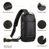 Men's Sling Backpack Waterproof Anti-theft Shoulder Crossbody Chest Bag Messenger Sling Bag Daypack with USB Charging Port - Black