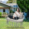 2 Person Hanging Hammock Chair with Cushion Macrame Swing - Gray