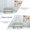 2 Person Hanging Hammock Chair with Cushion Macrame Swing - Gray